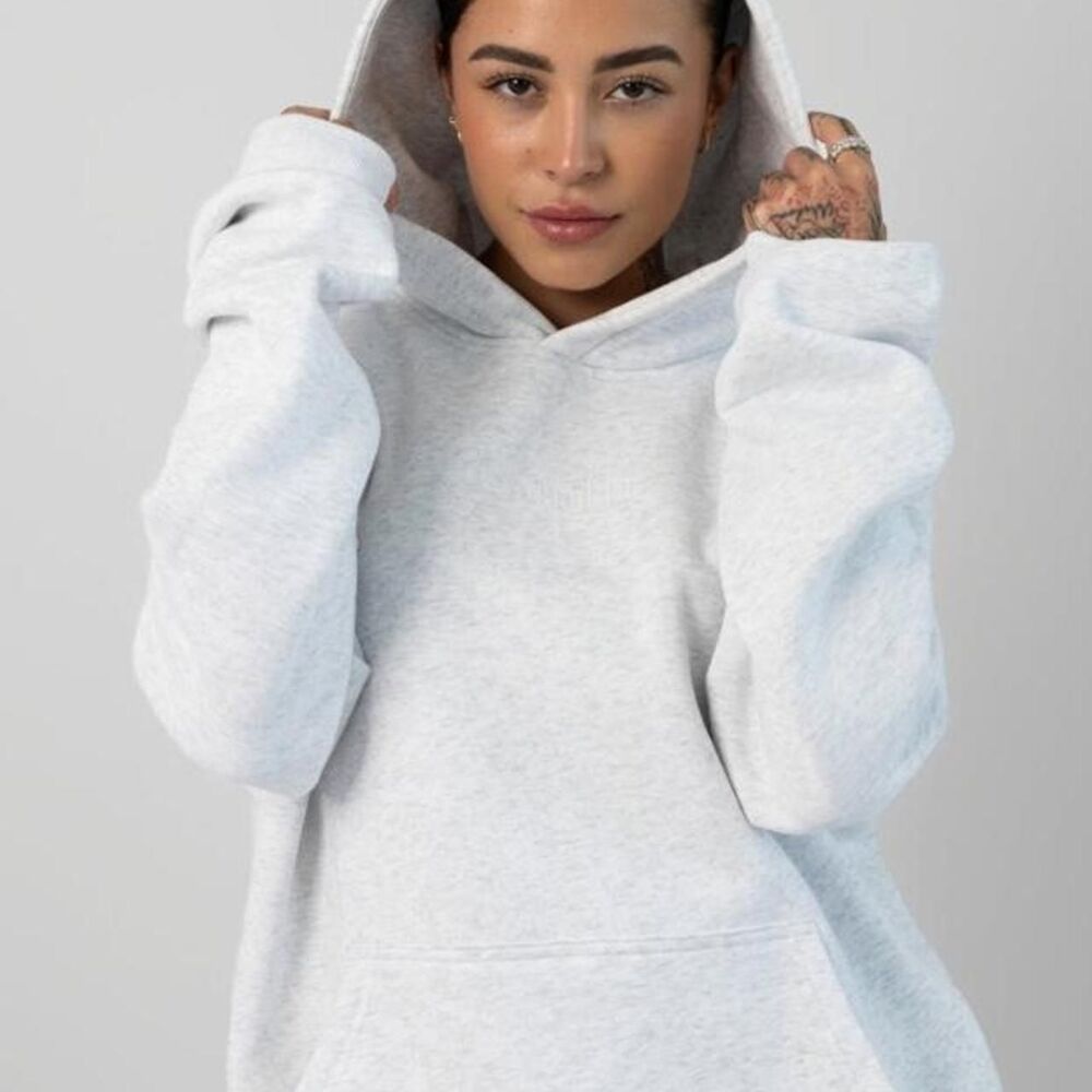 Comfrt Women's Grey and White Hoodie